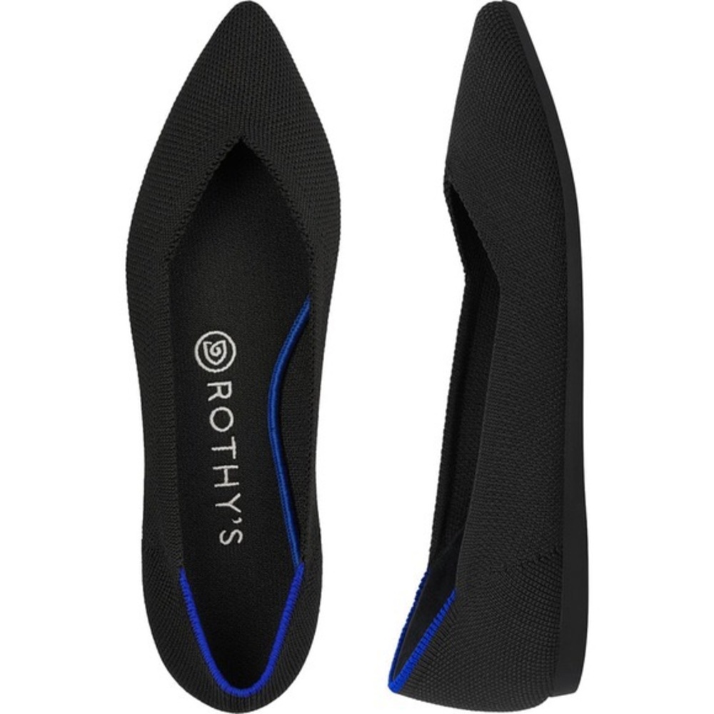 EUC Rothys The Point Black Flat W/ Extra Inserts